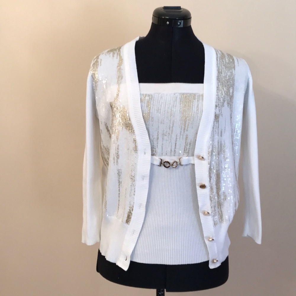 2 Piece sequined Cache sweater ensemble